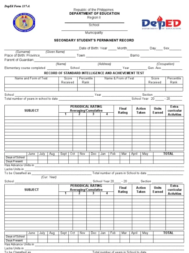 Form 137 Sample 10