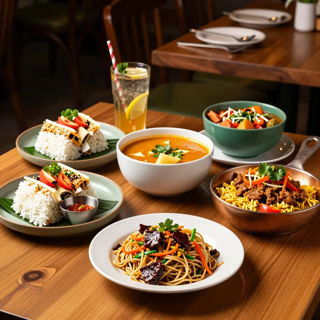 A modern Filipino fusion restaurant serving colorful dishes that combine traditional Filipino ingredients with international presentation styles.