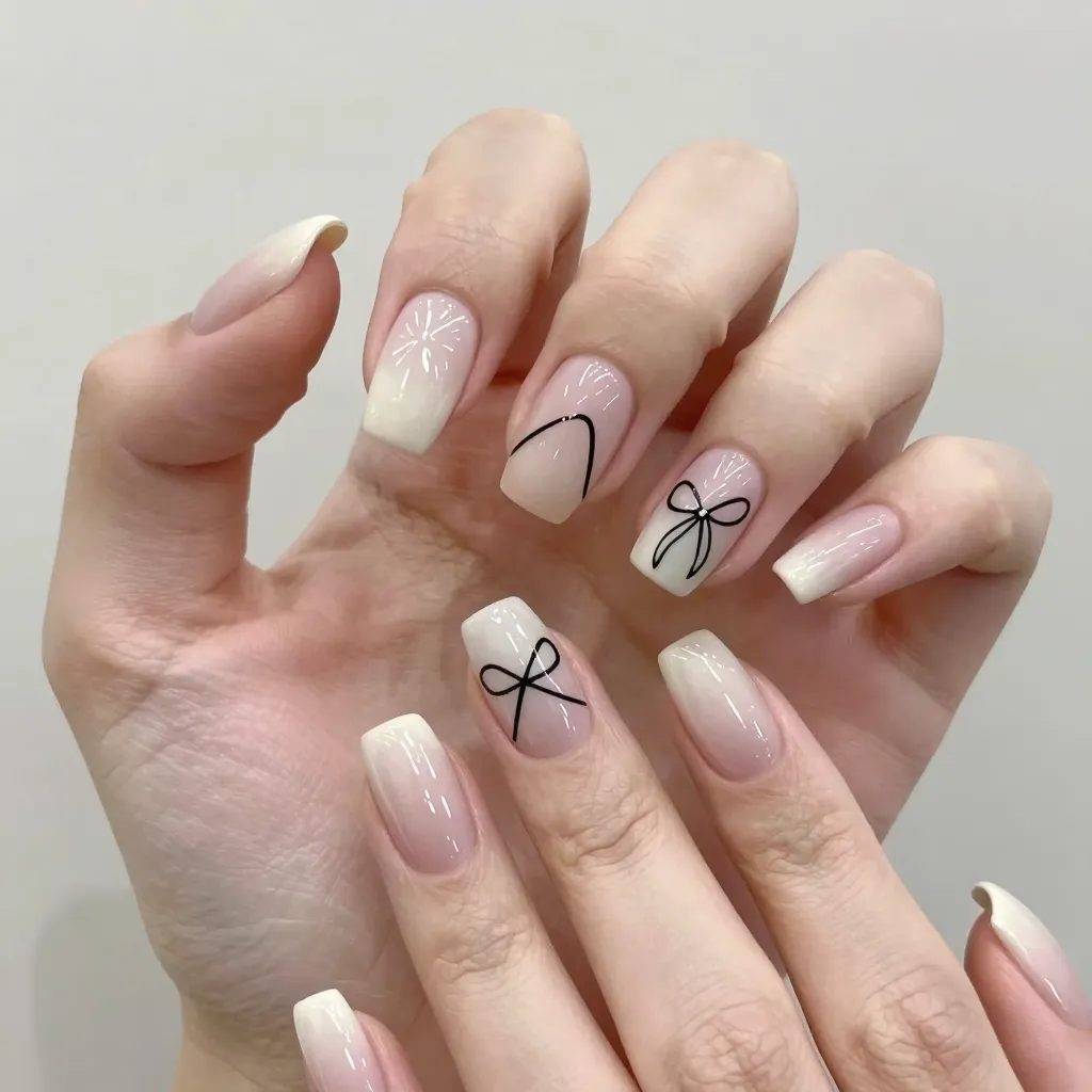 14. Minimalist Line Art Nails