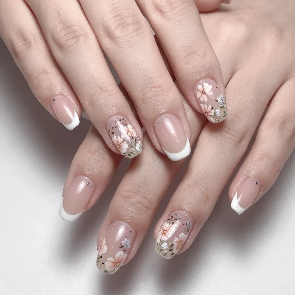 26. Floral French Tips