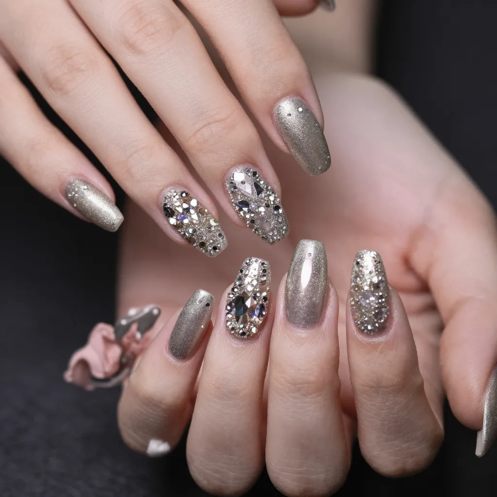 27. Luxury Crystal Nail Extensions