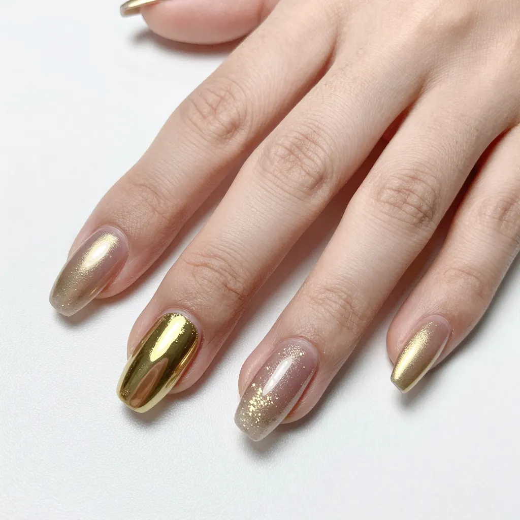 8. Gold Foil Nail Art